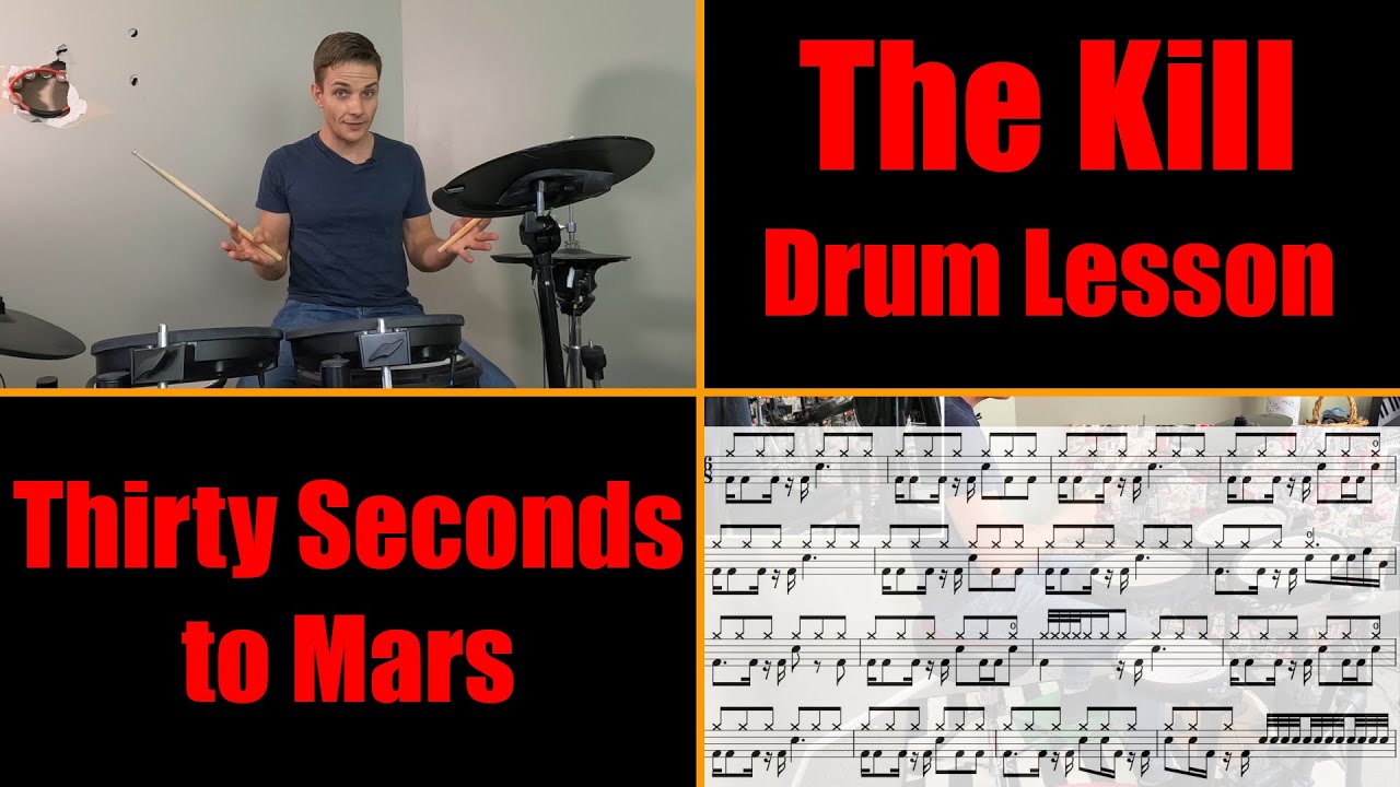 Урок игры на барабане Kill (с нотами) — Thirty Seconds to Mars