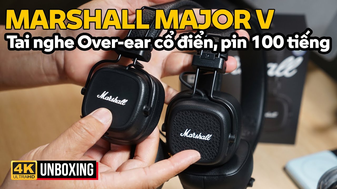 MARSHALL MAJOR V: TAI NGHE KHÔNG DÂY ON-EAR THIẾT KẾ CỔ ĐIỂN CÓ PIN DÙNG 100 TIẾNG