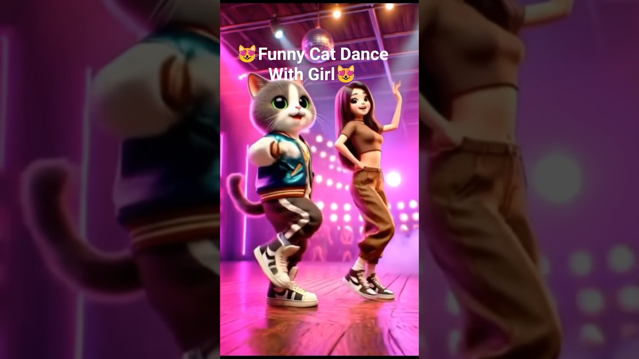 😻Funny Cat Dance With Girl | Viral Kitty Shorts #short #funny #cat #dance #girl