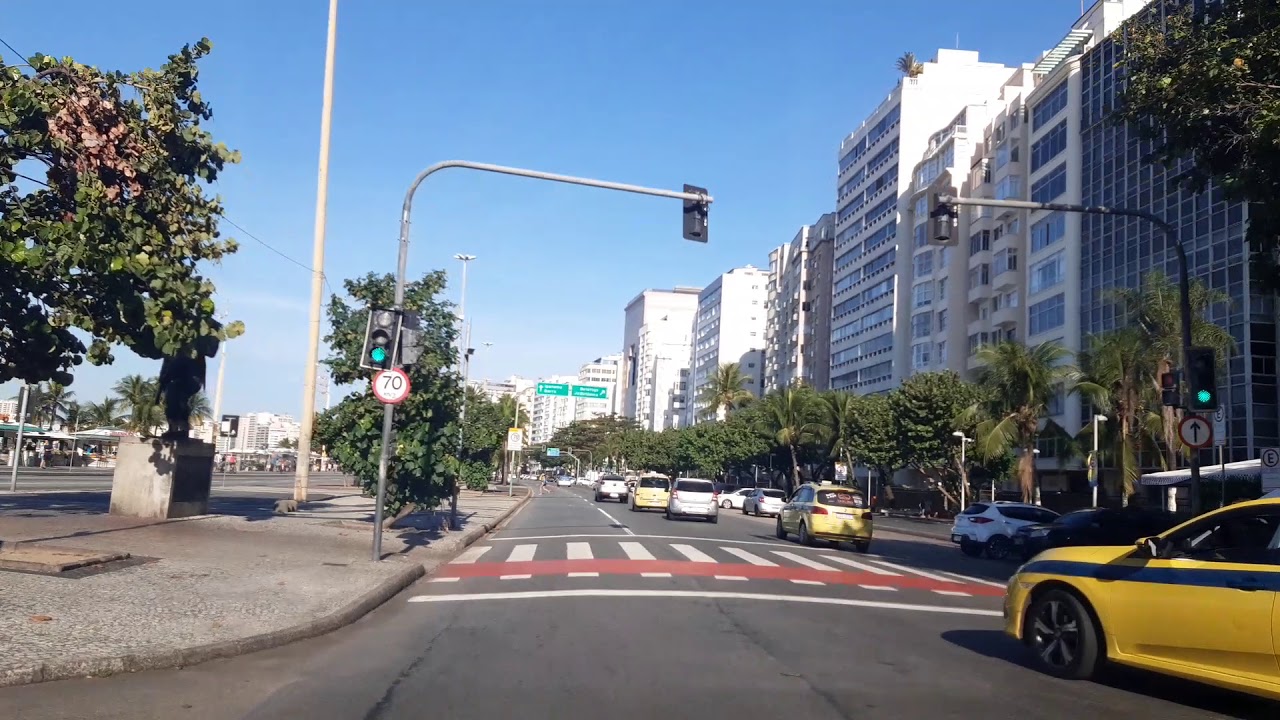 Driving Rio de Janeiro - Brasil: Av Atlântica Praia de Copacabana