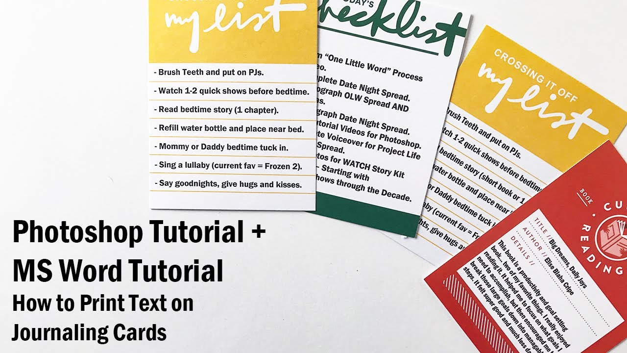 Photoshop Tutorial | Printing Text on Journaling Cards | For Memory Keepers