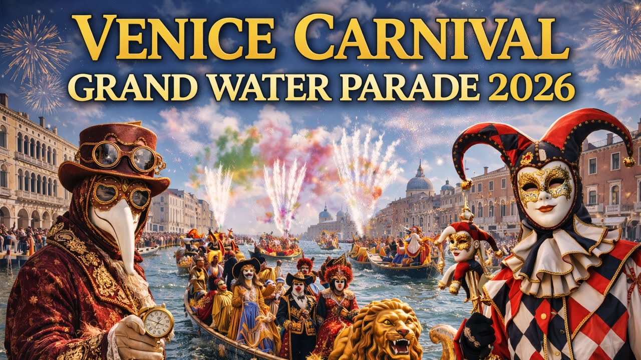 VENICE CARNIVAL 2026 | Italy Grand Water Parade with Masks, Costumes & Fireworks