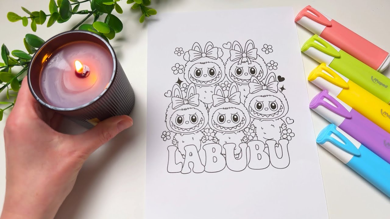 Cute Labubu Coloring 🎀 Bright Colors & Bows | Relaxing Art Therapy