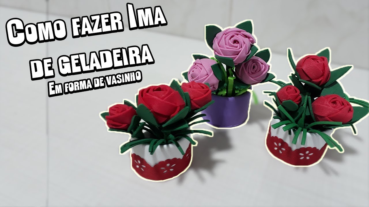 Imã de Geladeira e Vasinho com Rosa Super Facil | Cantinho da Leila