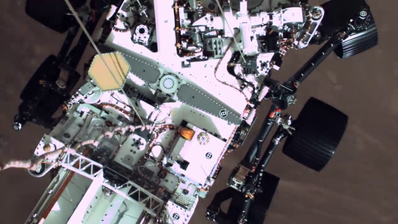 Perseverance&rsquo;s Descent & Touchdown on Mars: Descent Stage Down-Look Camera POV (Official NASA Clip)