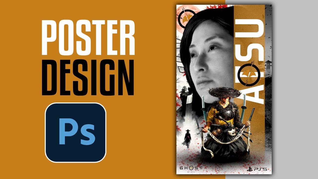 Atsu (Ghost of Yotei) - Poster Design - Adobe Photoshop Tutorial