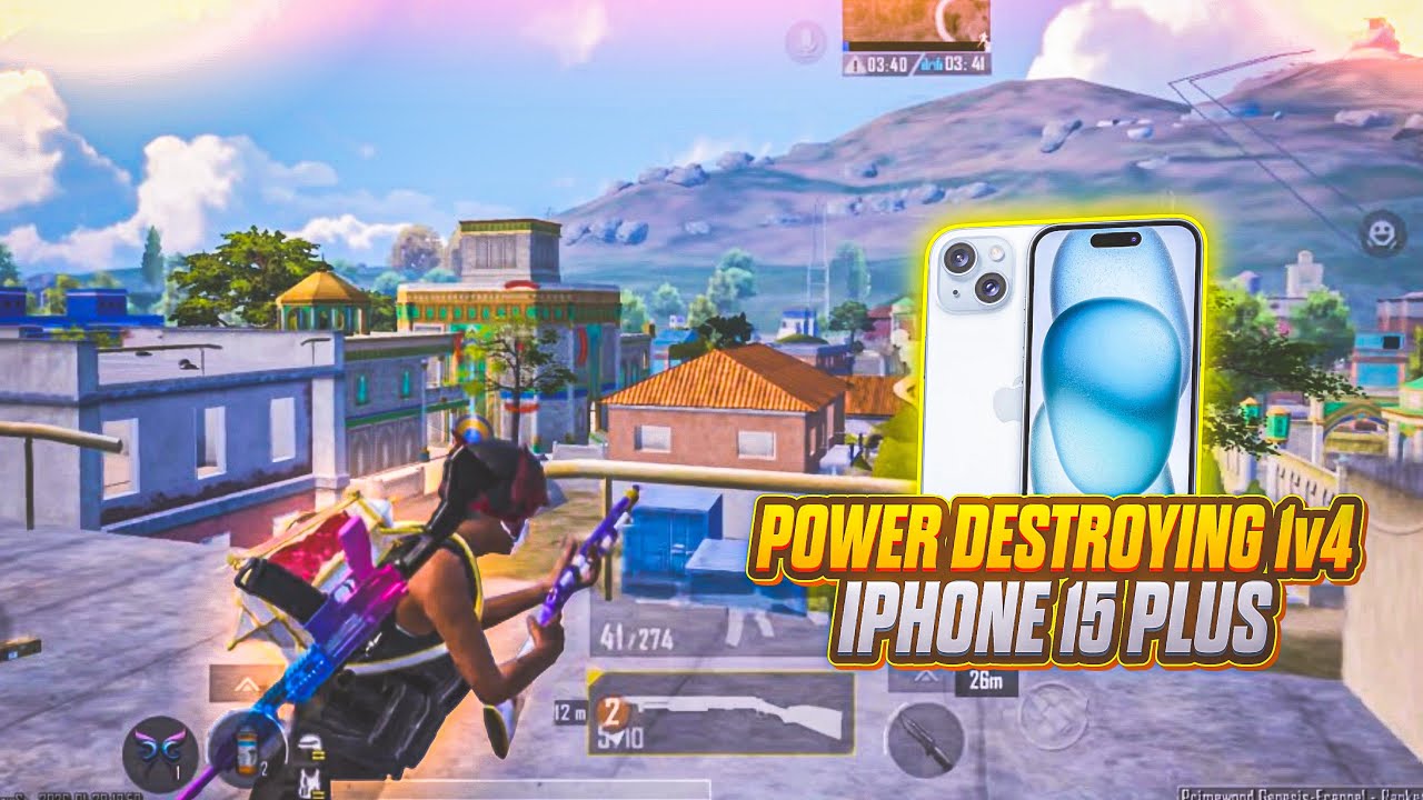 iPhone 15 Power 🔥 Destroying Full Squad Solo | BGMI 1v4
