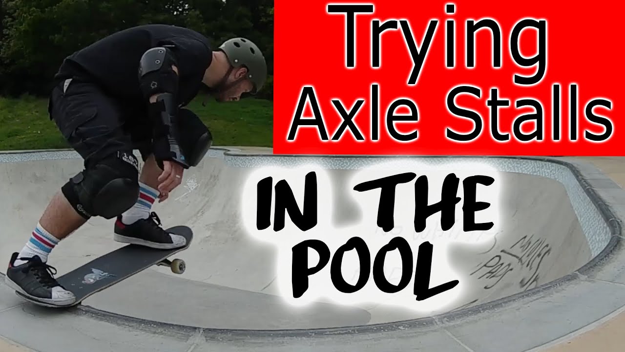 Trying axle stalls and 5050 grinds at Crystal Palace skatepark pool - April 2019 - Over 40's Skater