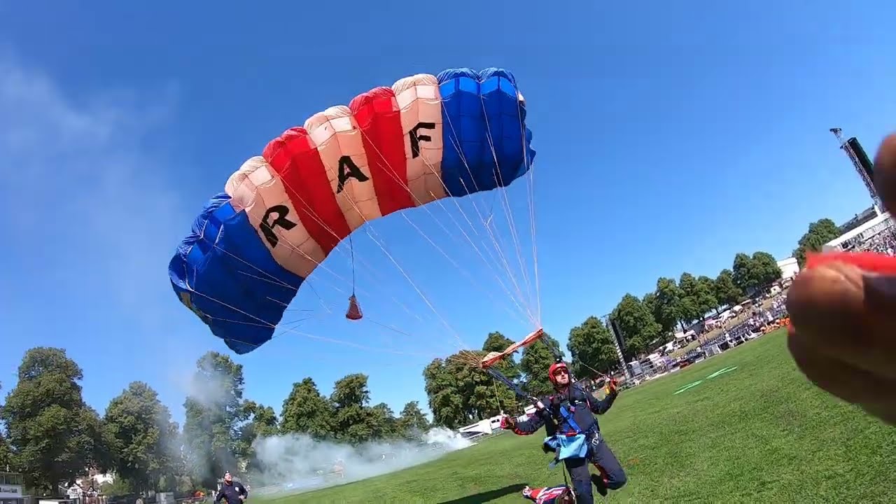 Aerial Footage of RAF Falcons Parachute Jump 2022