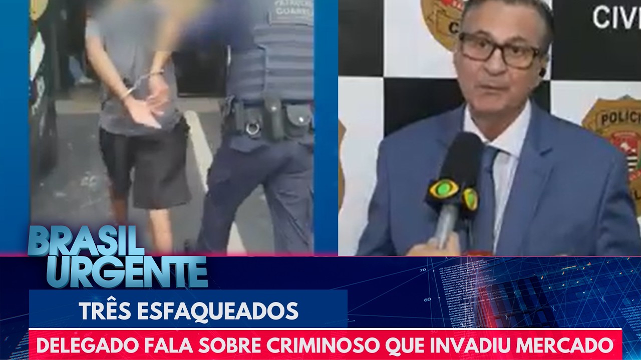 Delegado fala com o Brasil Urgente sobre criminoso que esfaqueou três vítimas | Brasil Urgente