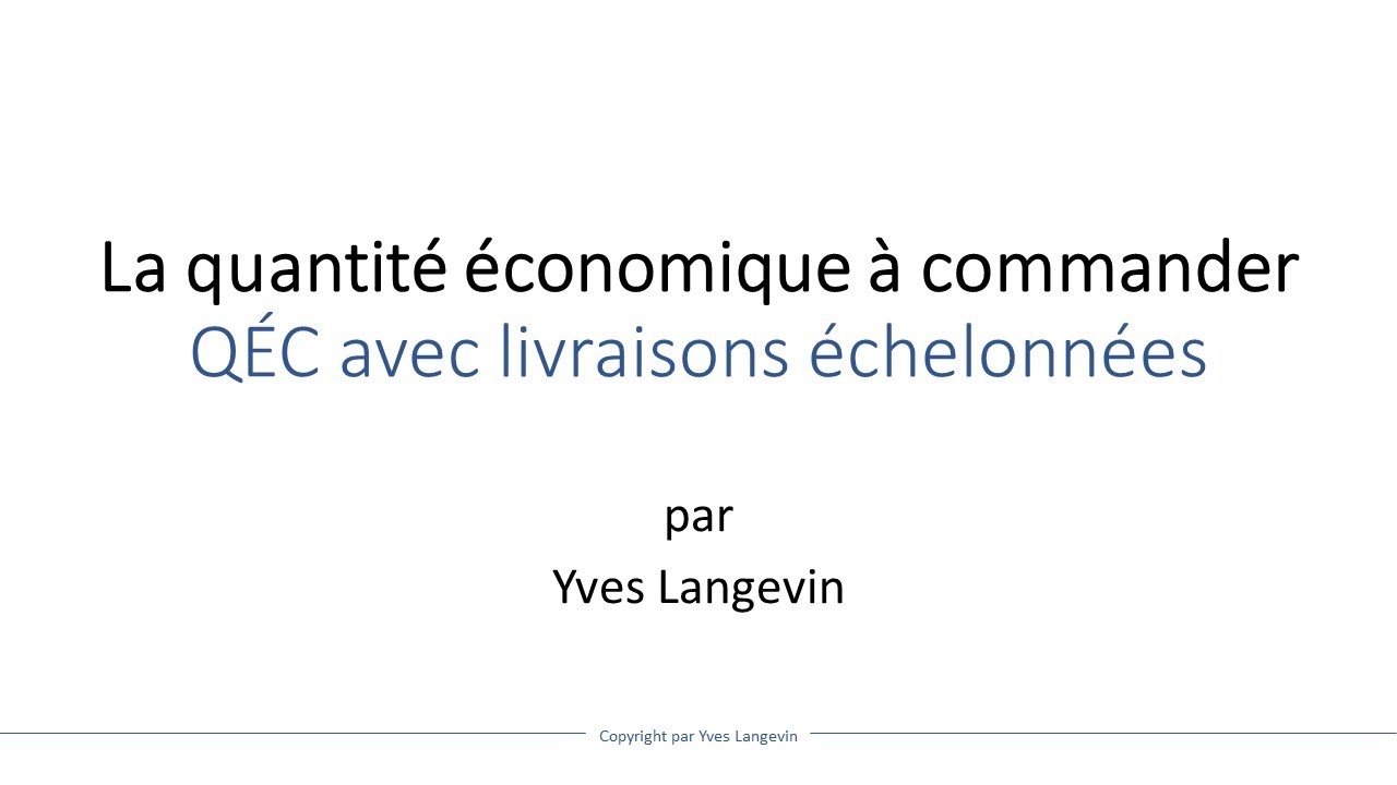 Quantité économique à commander avec livraison échelonnée