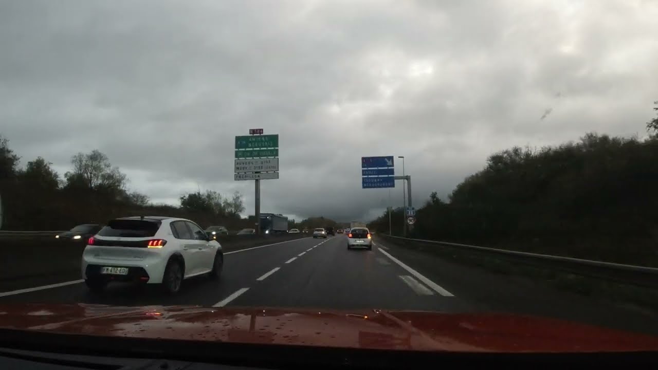 Matin en Val d'Oise et Oise, route vers Chantilly (VBR-183 Driving in France)