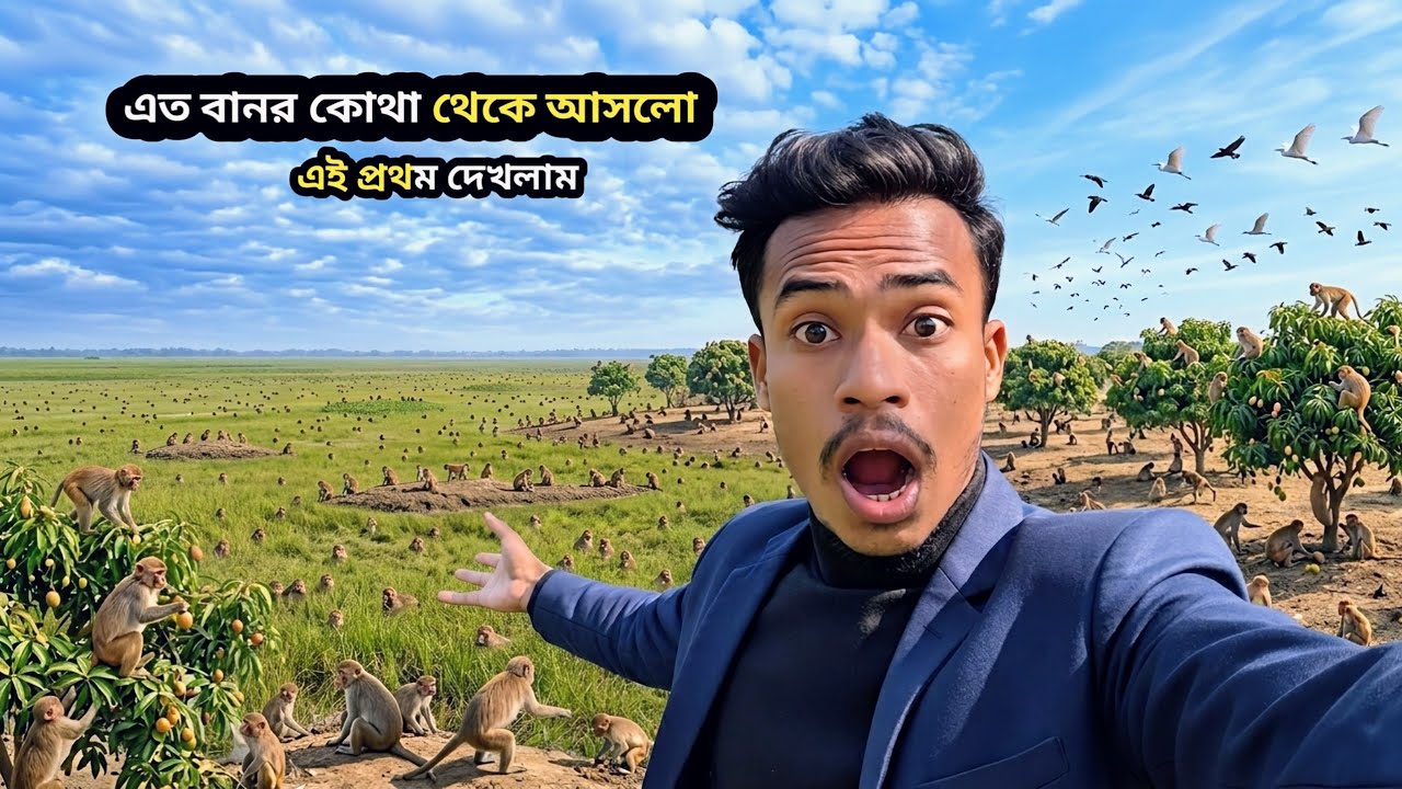 🐒 ক্ষেত জুড়ে শত শত বানরের খেলা! 🍌 Village Life Vlog
