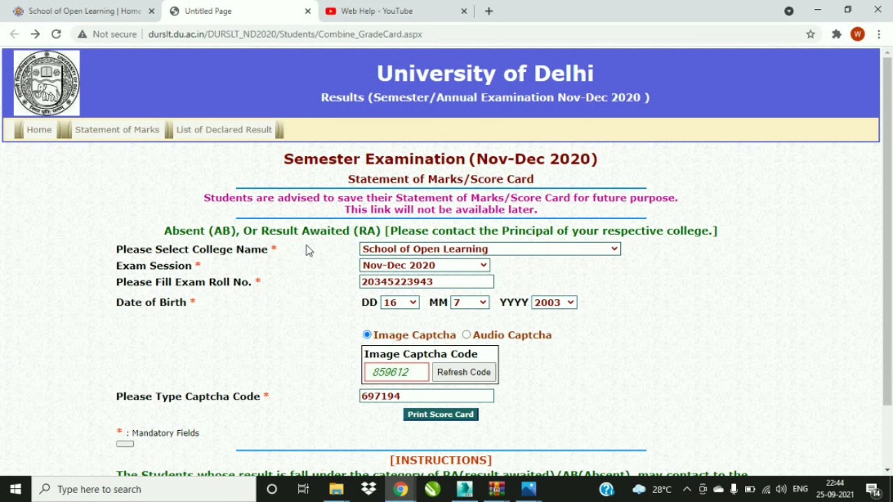 DU SOL !! Results Announced !! BA prog Sem 1 OBE (March-21) & B.Com Prog final year OBE (June-21)