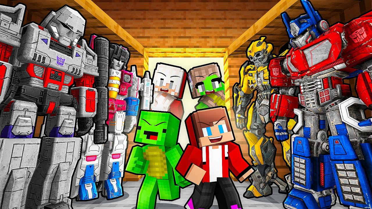 JJ and Mikey Can Shapeshift Into TRANSFORMERS To PRANK in Minecraft - Maizen
