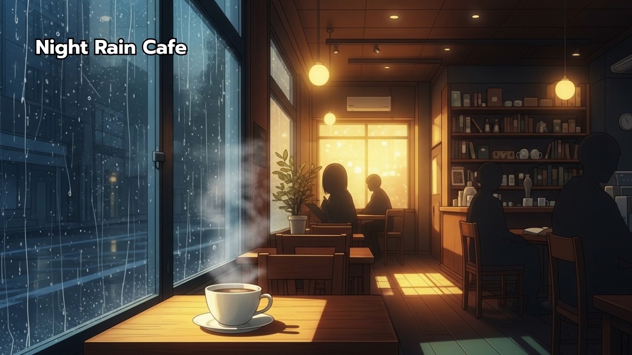 Night Rain Coffee Shop Lofi 🌙🌧 | 3 Hours Relaxing Cafe Music