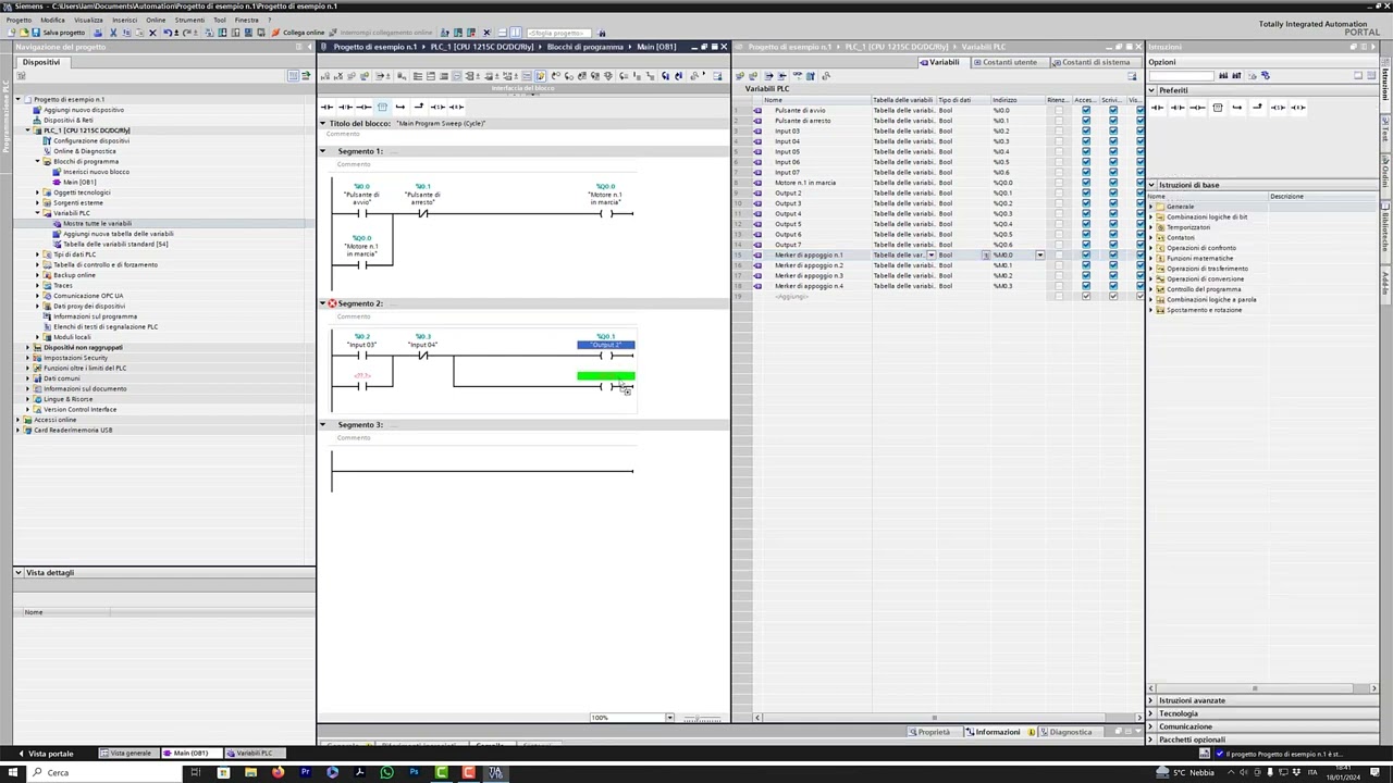 TIA Portal Introduzione 1.2. Blocchi Funzione, Variabili, Set e Reset, Merker.