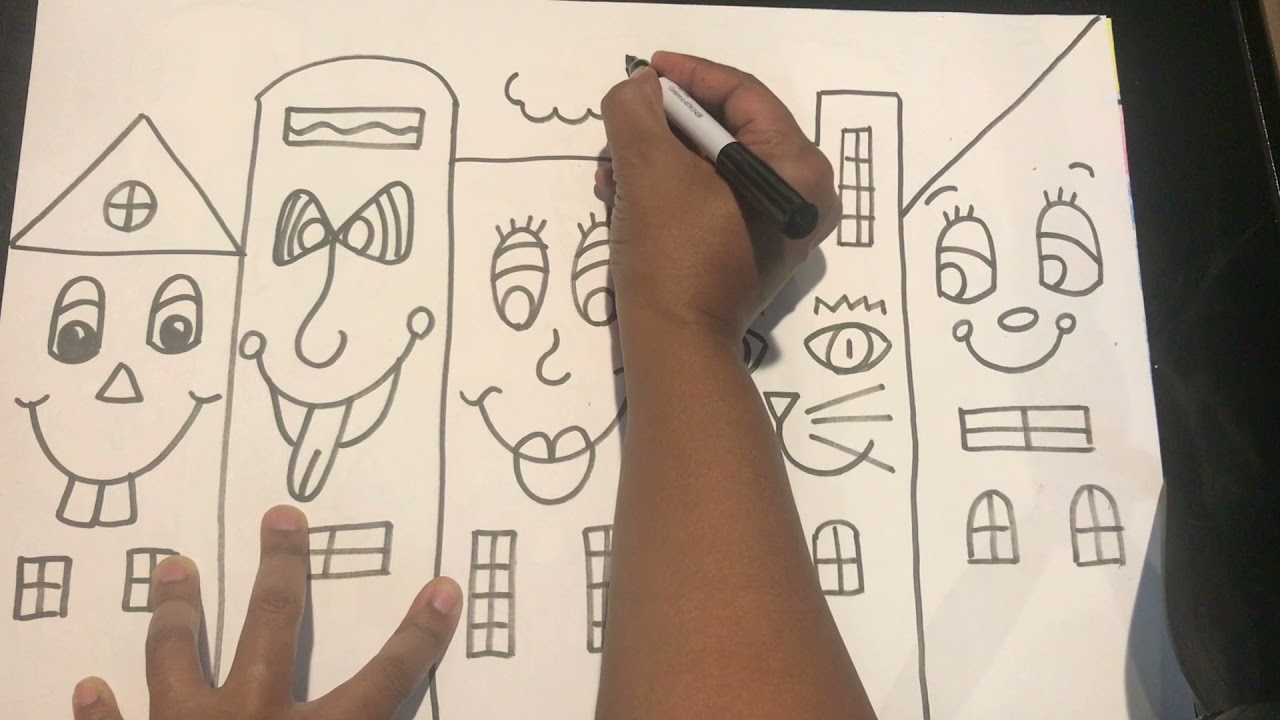 Art inspired Guided Drawing: James Rizzi City Scene