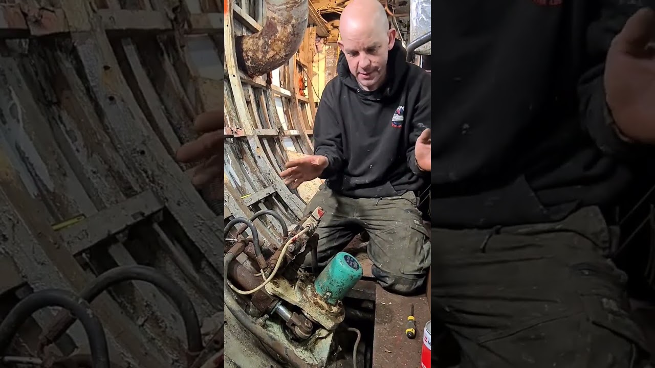 First look at our boats old stabiliser system! #boatrestoration #marine #marineengineering #ship