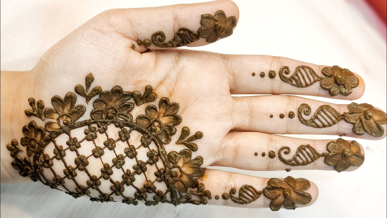 Easy Trick Mehendi 🌸l Simple Front Hand Design for Beginners 🤍