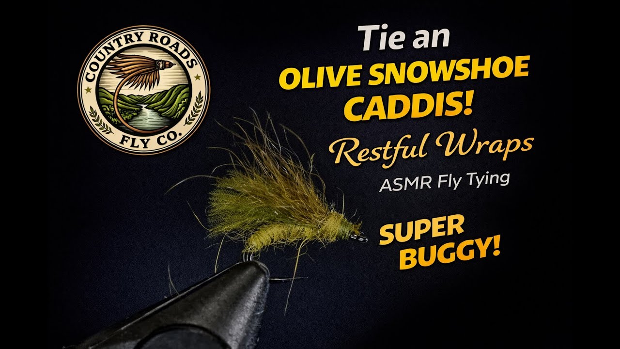 Olive Snowshoe Caddis - Restful Wraps | ASMR Fly Tying | Country Roads Fly Company
