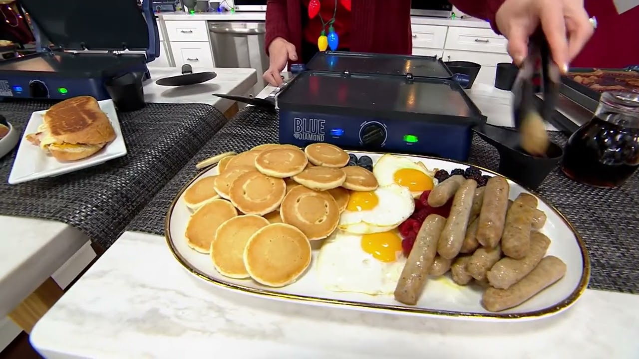 Blue Diamond CeramicNonstick Electric 2-Side Contact Sizzle Griddle Grill on QVC