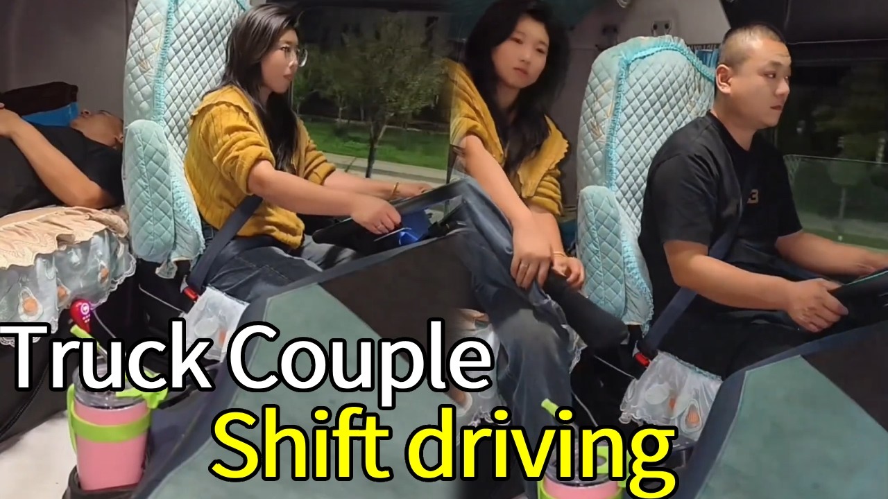 Trucker Couple: Wife gets tired, husband takes over at once