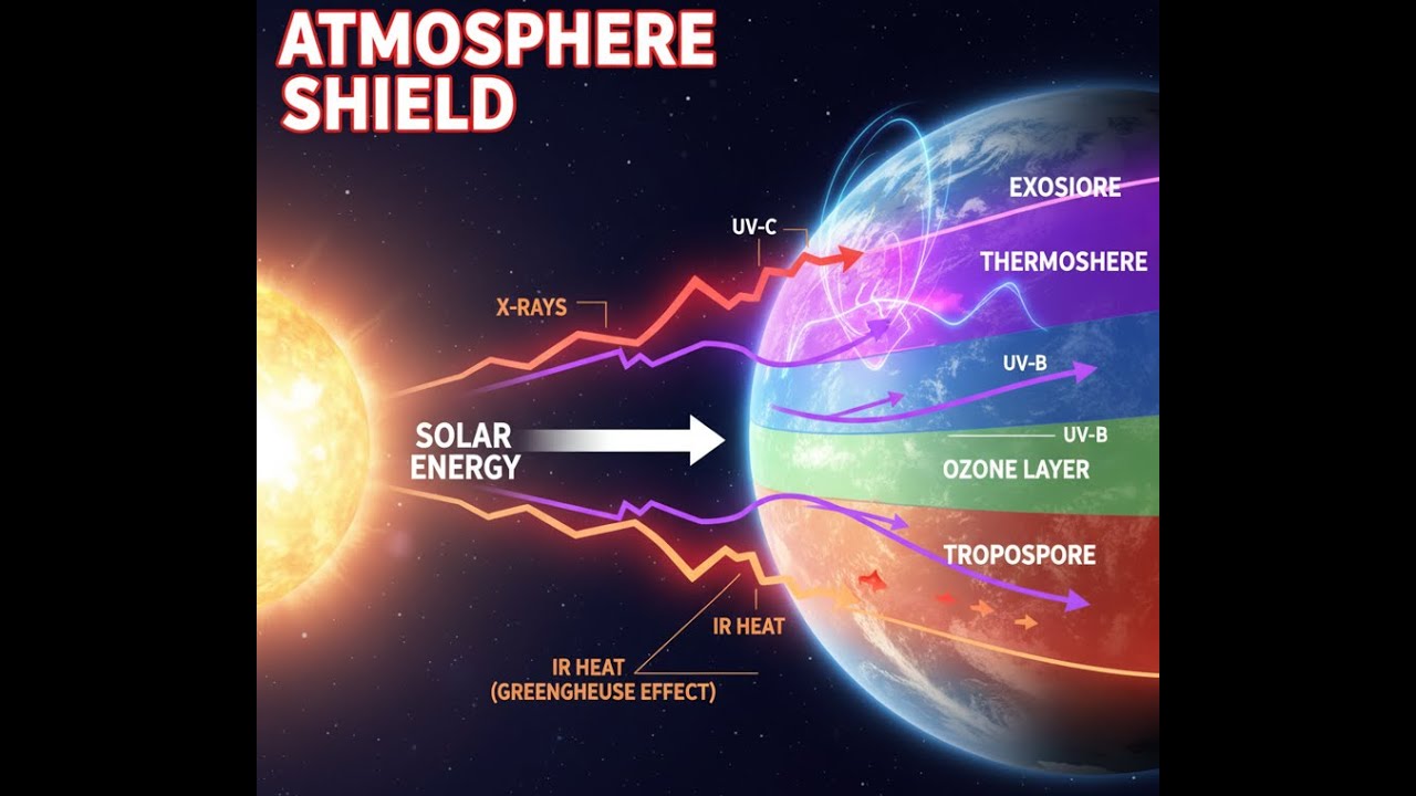 How Earth’s Atmosphere Protects Us from Harmful Radiation | Layers, UV Types & Greenhouse Effect.