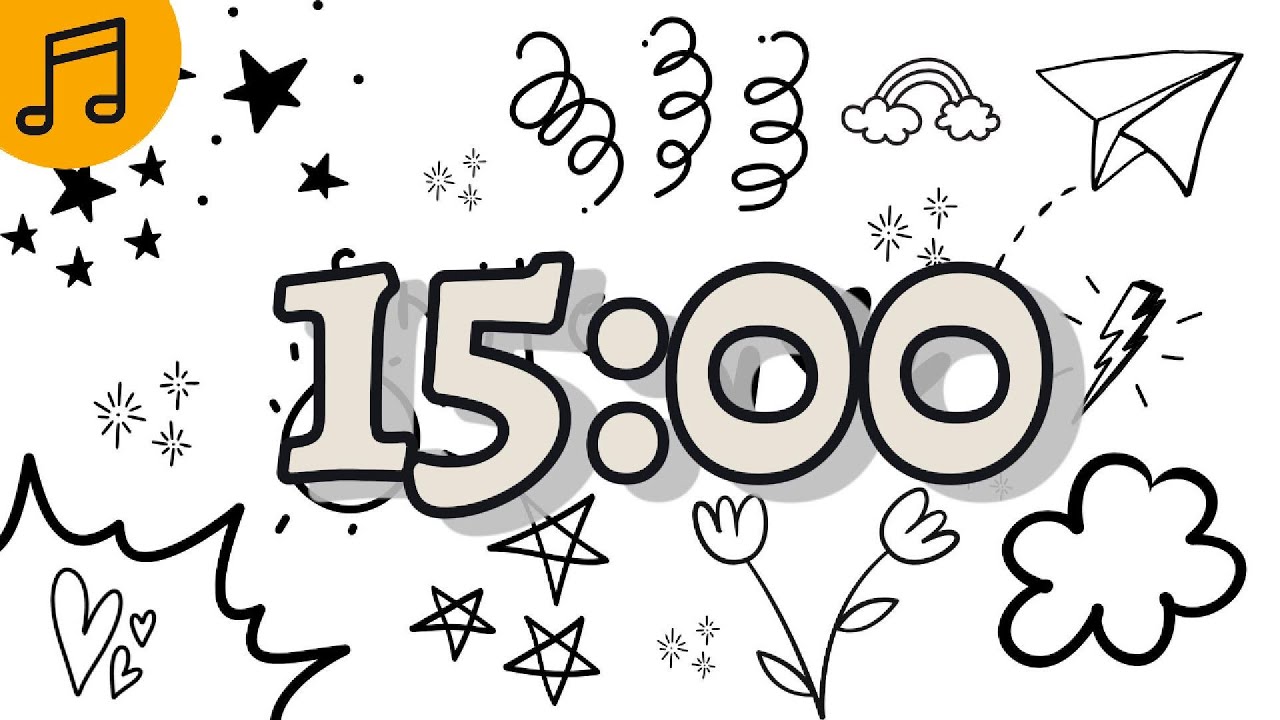 15-Minute Classroom Countdown Timer | Doodles ✎✎✎ | Relaxing Jazz Songs 🎶
