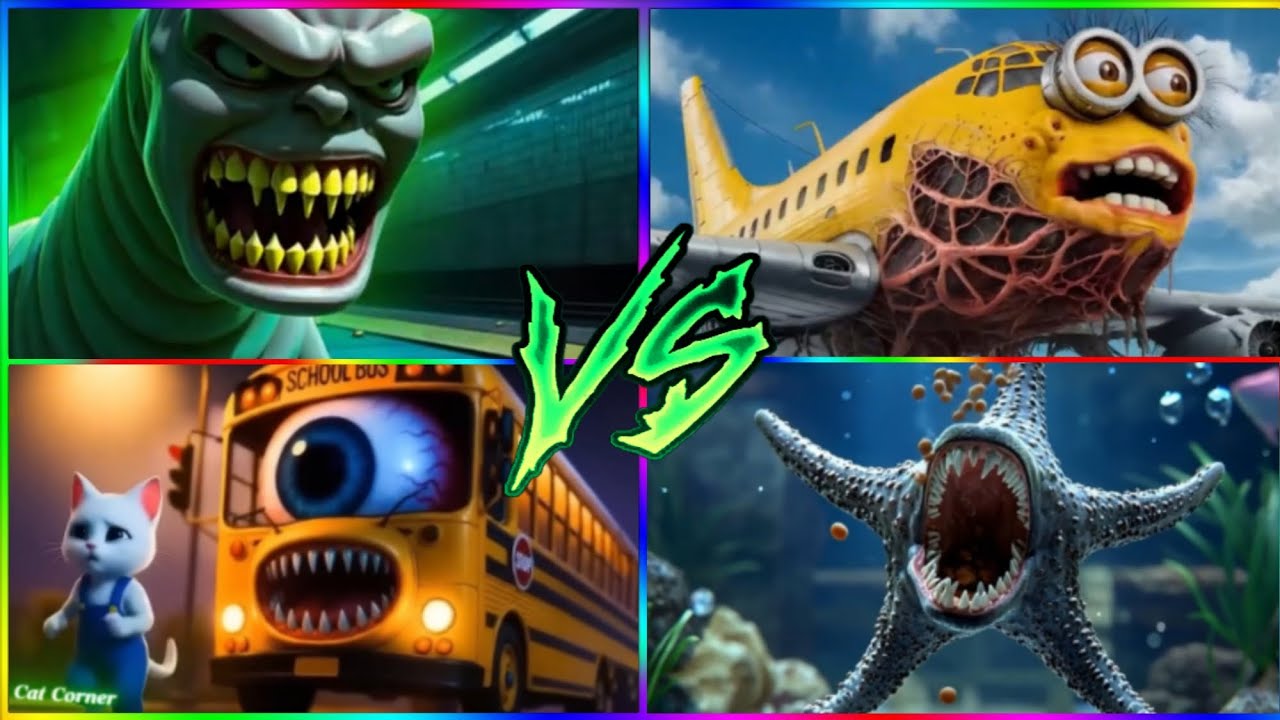 THOMAS TRAIN 🆚 MINIONS 🆚 SCHOOLBUS 🆚 HUNGRY STAR | TILES HOP BATTLE 🎵✨