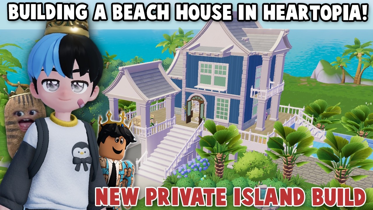 BUILDING a BEACH HOUSE on my NEW HEARTOPIA PRIVATE ISLAND...
