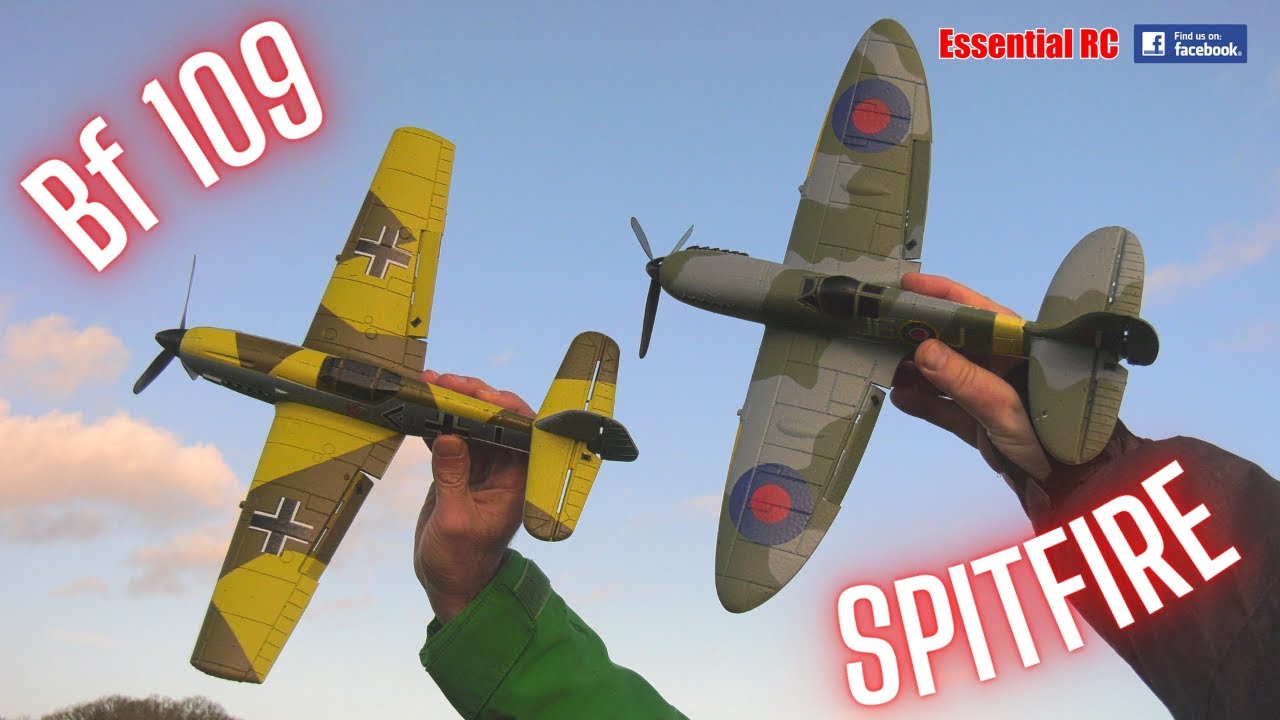MINI SPITFIRE vs MESSERSCHMITT Bf 109 BATTLE | Eachine RC Warbirds
