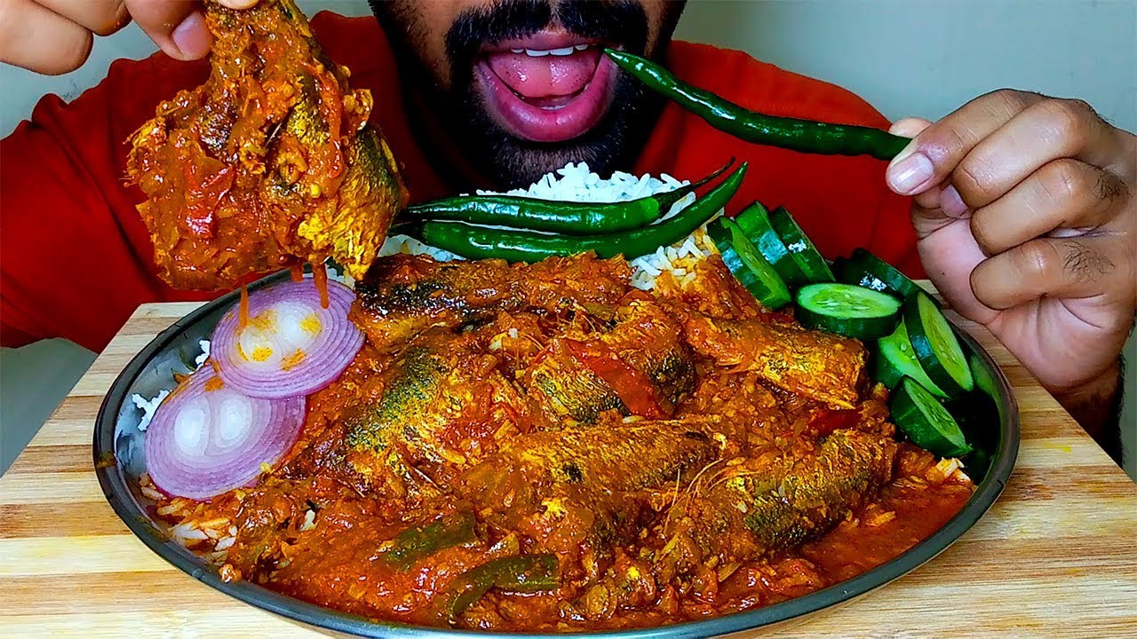 Spicy Sardine Curry With Rice Eating Show|#HungryPiran