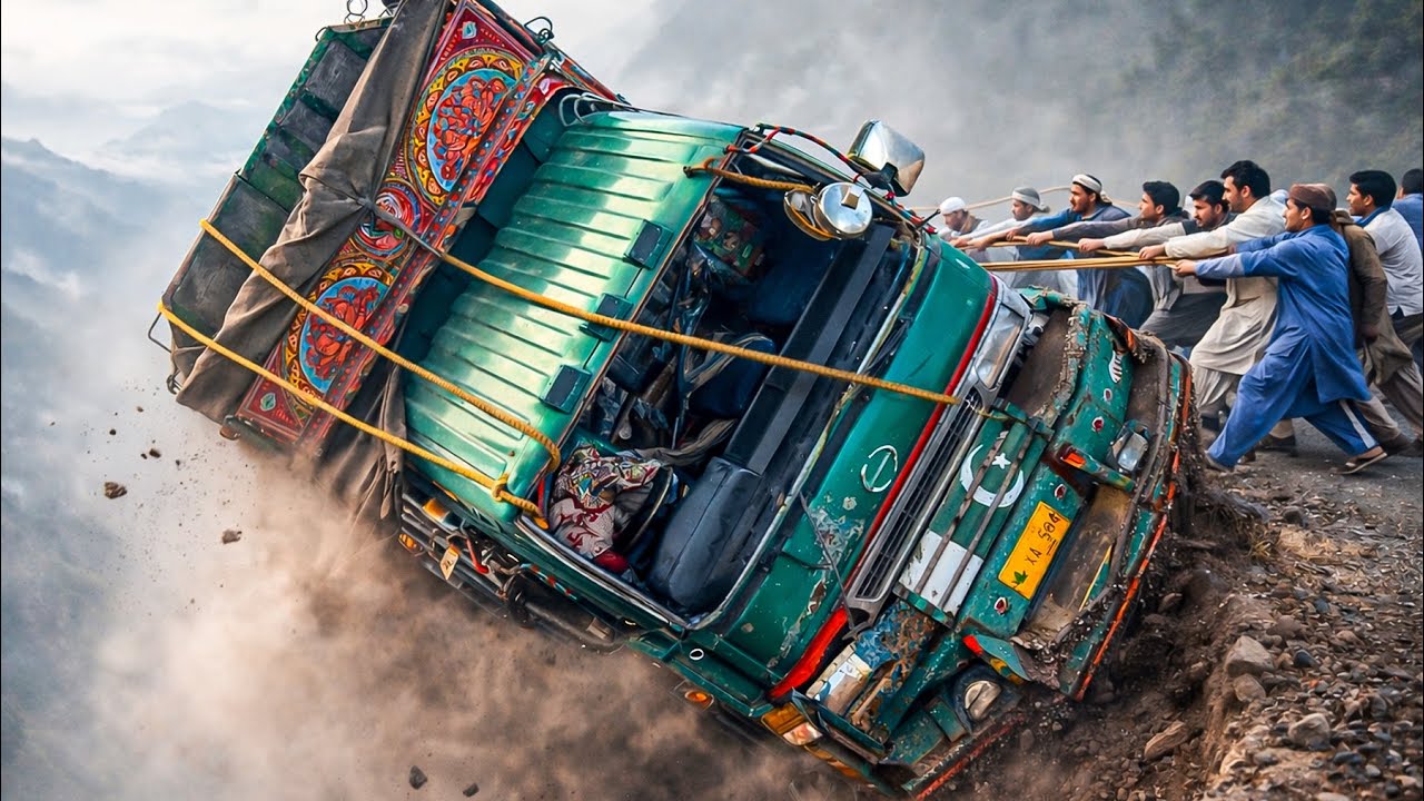 Dangerous Roadside Accident! Pakistani Truck Fell Down &ndash; Incredible Rescue & Repair