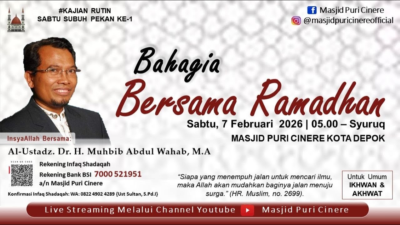 🔴[LIVE]  BAHAGIA BERSAMA RAMADHAN | Al-Ustad Dr. H Muhbib Abdul Wahab, MA