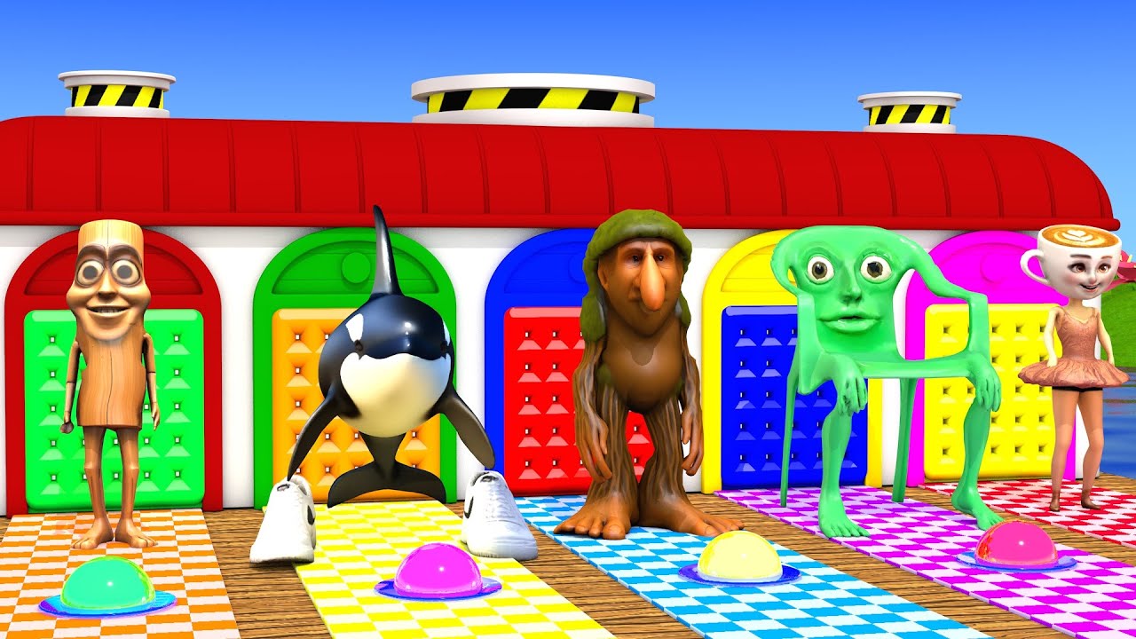 Long Slide Game With Cow Elephant Gorilla Hippopotamus Tiger 3d Animal Game Funny 3d Animals