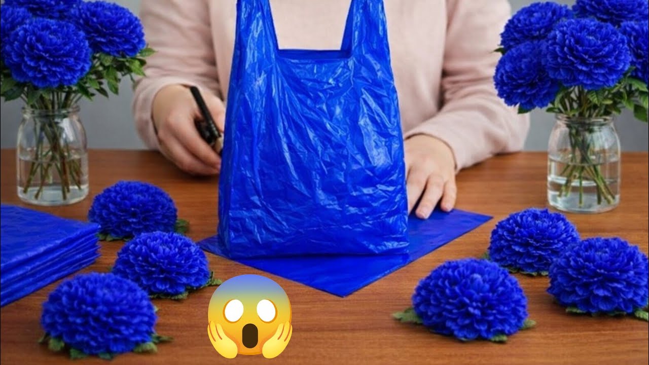 how to make beautiful flower,🏵️ from shoping bags! 