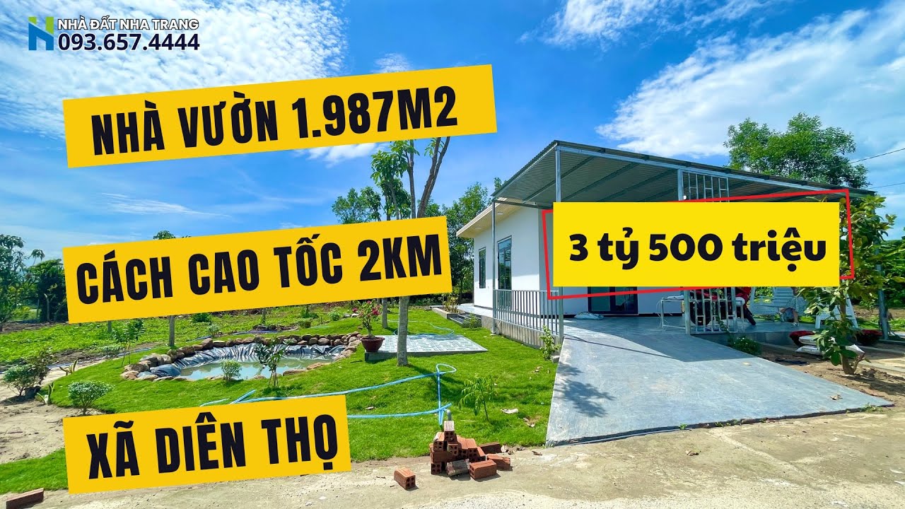 Nhà vườn cách biển Nha Trang 22km| Diện tích 1,987m2 Xã Diên Thọ| Nhà Đất Nha Trang Giá Tốt