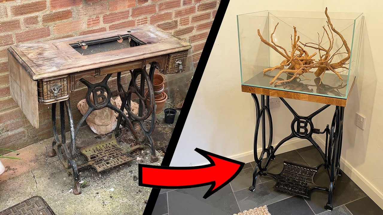 Antique Sewing Machine Stand Restoration to Aquarium Stand