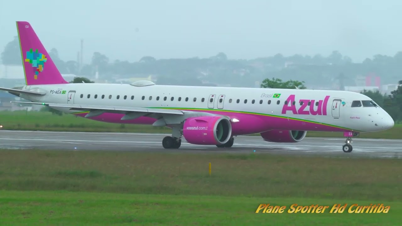 Som de Baleia + decolagem na chuva do Embraer 195-E2 ROSA- Aeroporto Afonso Pena (4K)