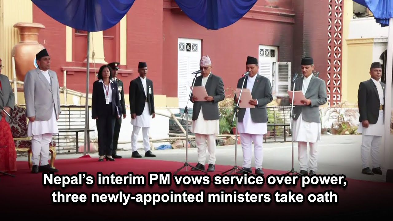 Nepal&rsquo;s interim PM vows service over power, three newly-appointed ministers take oath