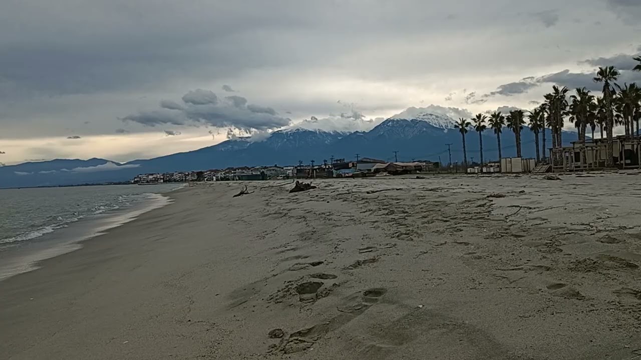 Aegean Sea & Mount Olympus (Snowy) 🌊 | 30 Minutes | Paralia Katerini, Greece | Feb 12, 2026