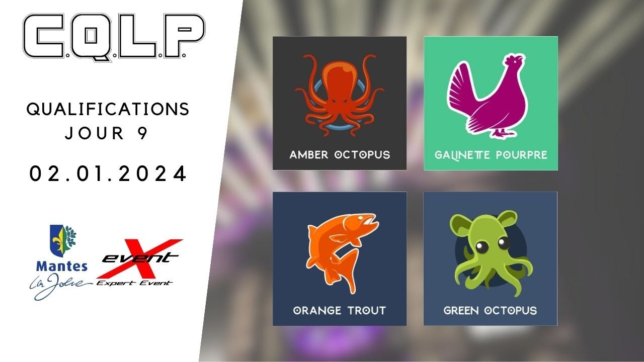 CQLP 2024 - Poules Jour 9: Amber Octopus, Purple Pullet, Orange Trout et Green Octopus
