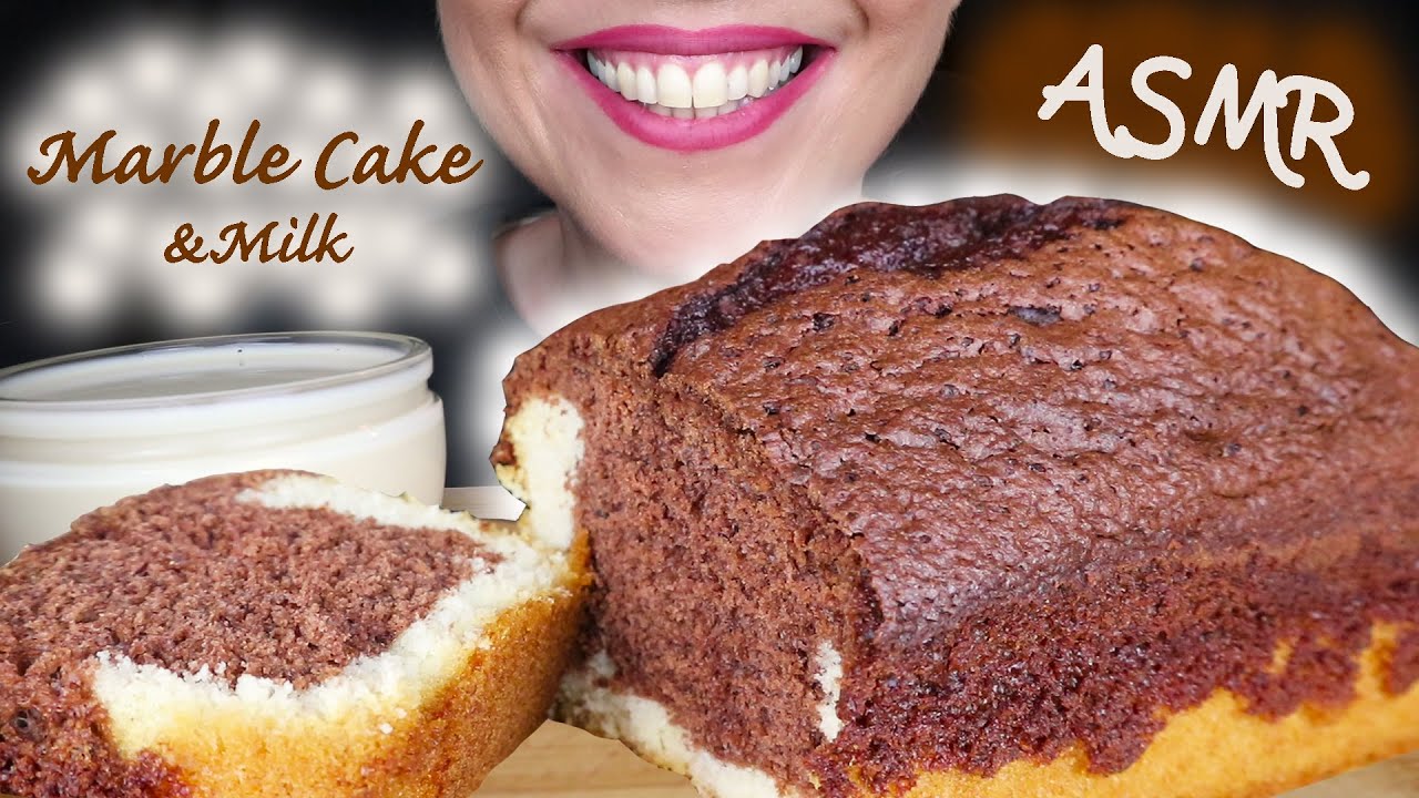 CHOCOLATE MARBLE CAKE & MILK 🍰 | No Talking | ASMR Mukbang - 먹방 | Real Eating Sounds