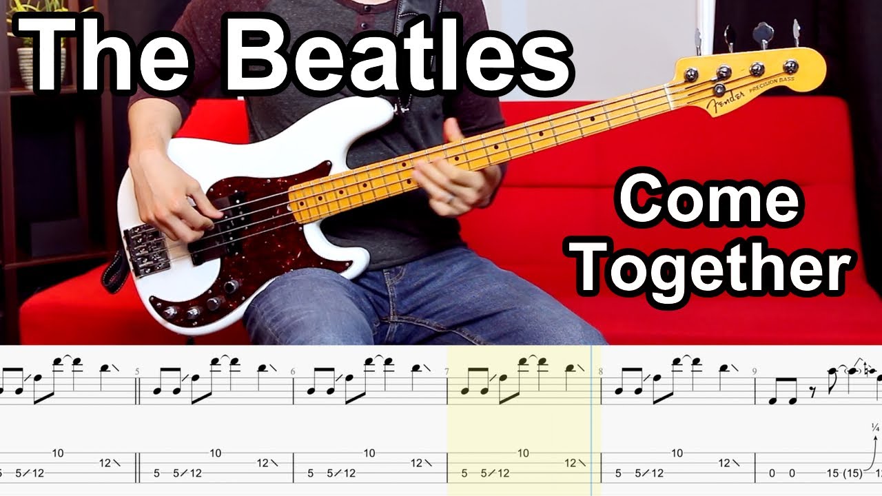 The Beatles - Come Together // BASS COVER + Play-Along Tabs