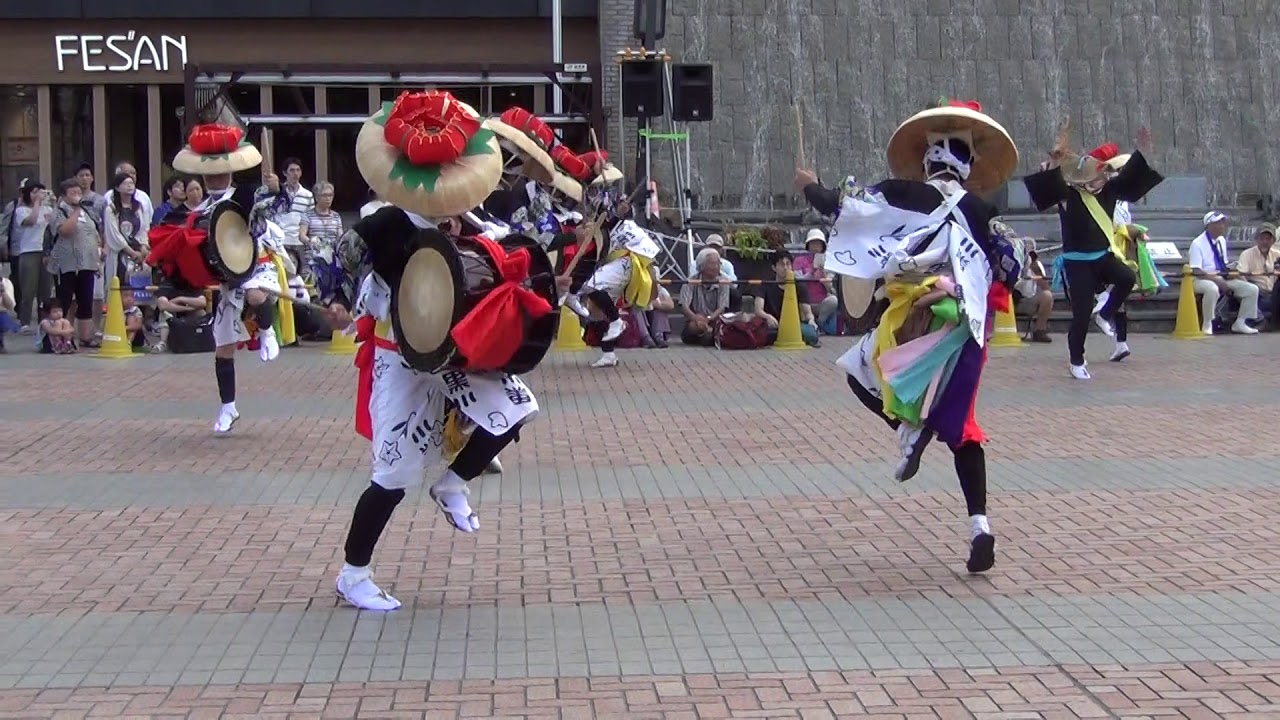 黒川参差踊り「2018盛岡さんさ踊り」 盛岡駅 滝の広場