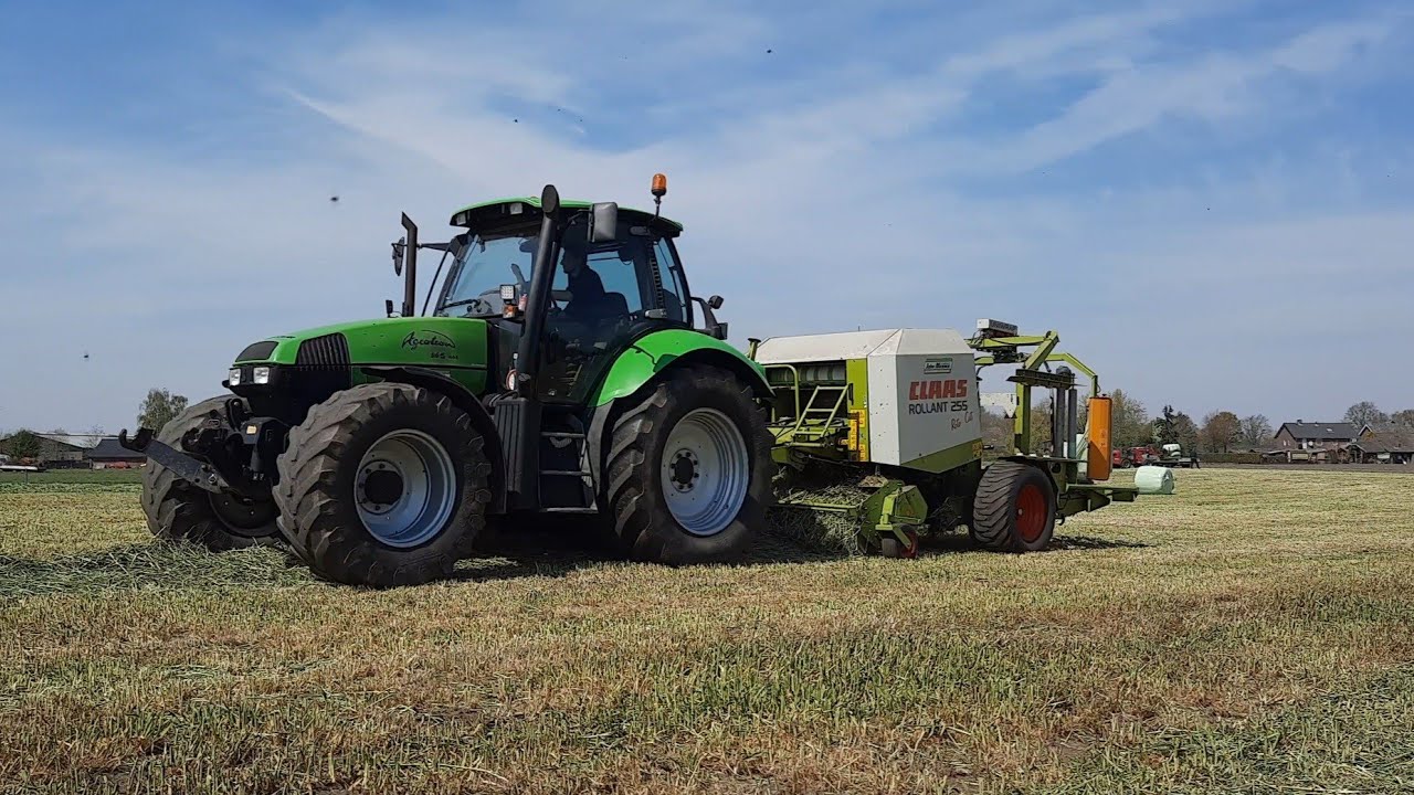 Pressing and wrapping bales 2021 | Deutz Agrotron 165 + Claas Rollant 255 | Balen maken & inwikkelen