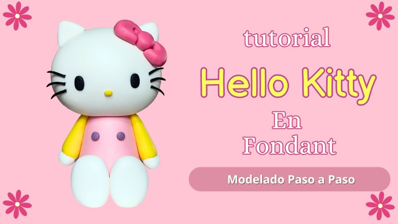 Cómo Hacer a Hello Kitty en Fondant // Hello Kitty Fondant Cake Topper // Figuras Fondant