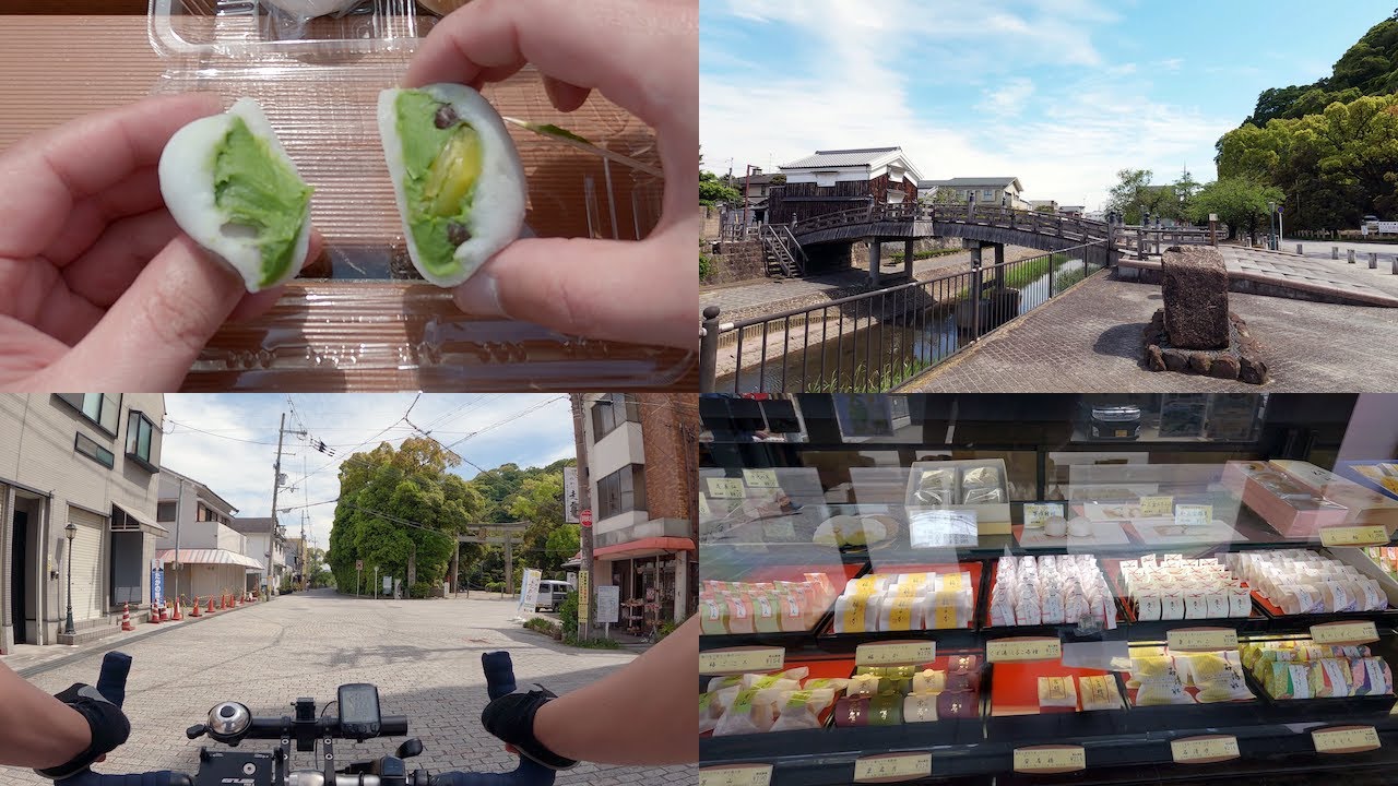 Kyoto Wagashi Cycling. 京都 八幡 亀屋芳邦 抹茶生チョコ大福。Kameya Yoshikuni.