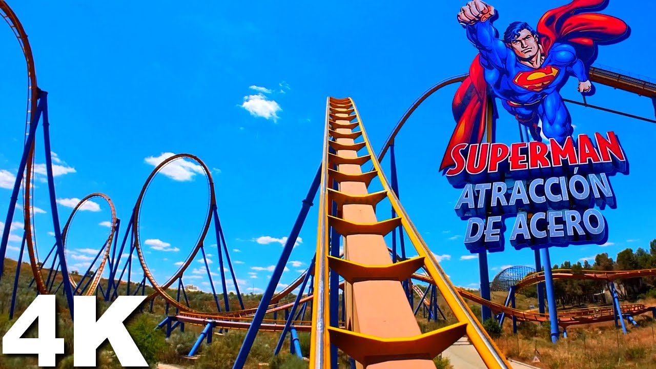 Superman : La Atracción de Acero [On-Ride 4K POV] - Parque Warner Madrid